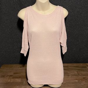 Express pink knit cold shoulder sweater XS
